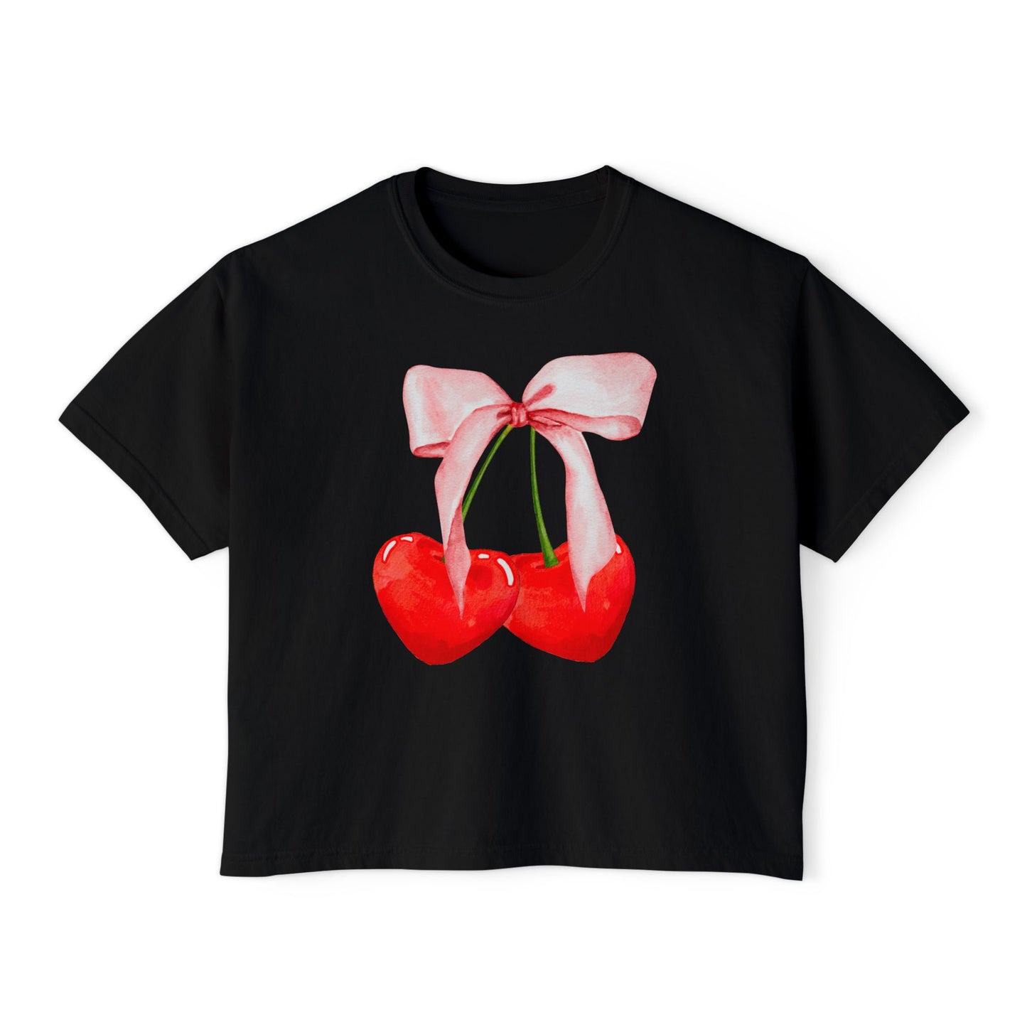 Cherry Hearts - Boxy Crop
