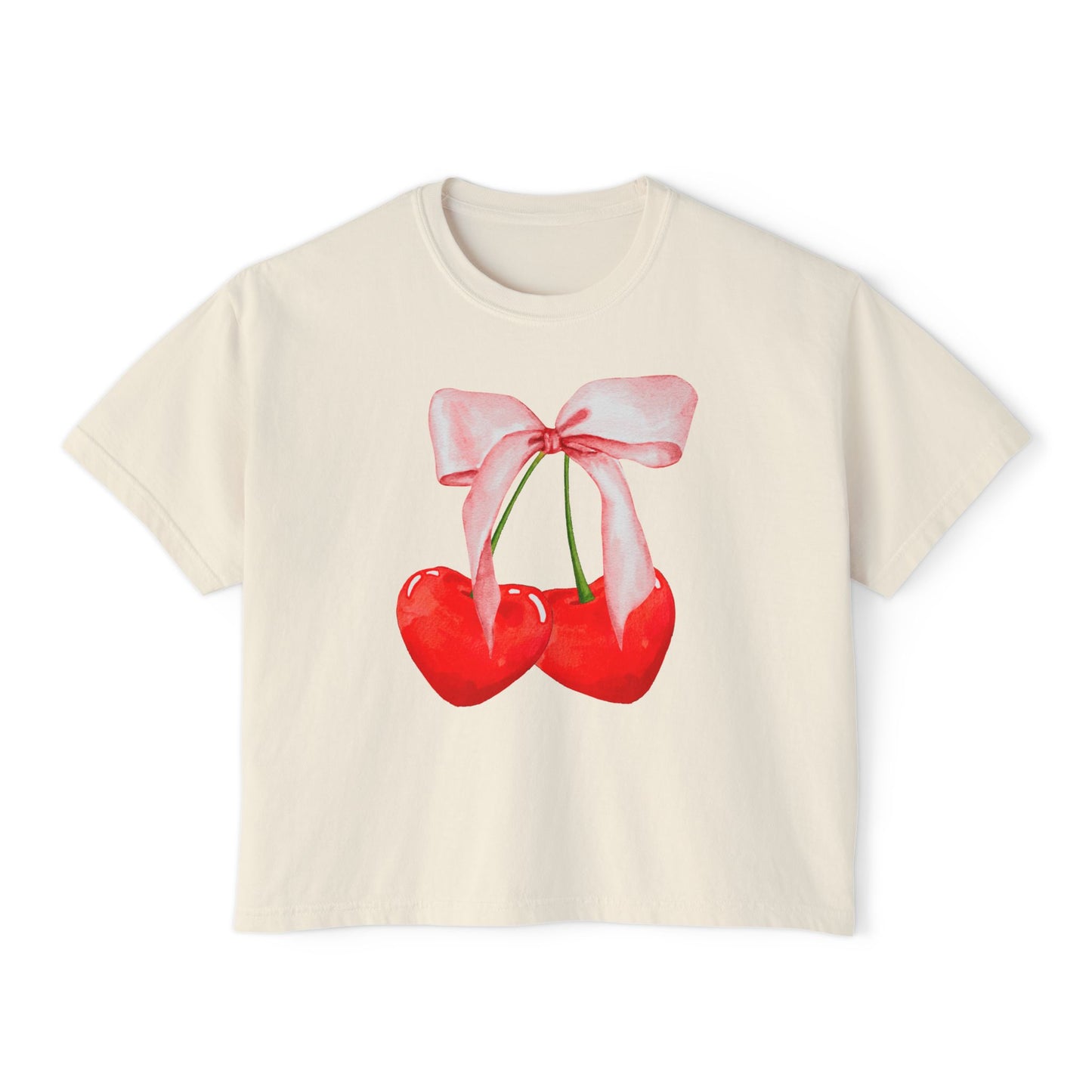 Cherry Hearts - Boxy Crop