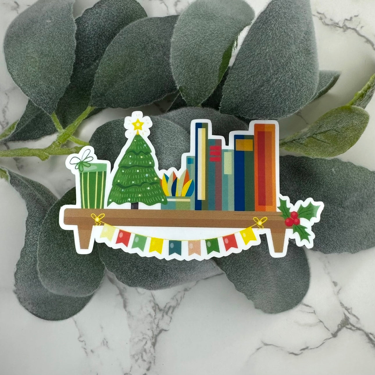 Christmas Bookshelf Sticker